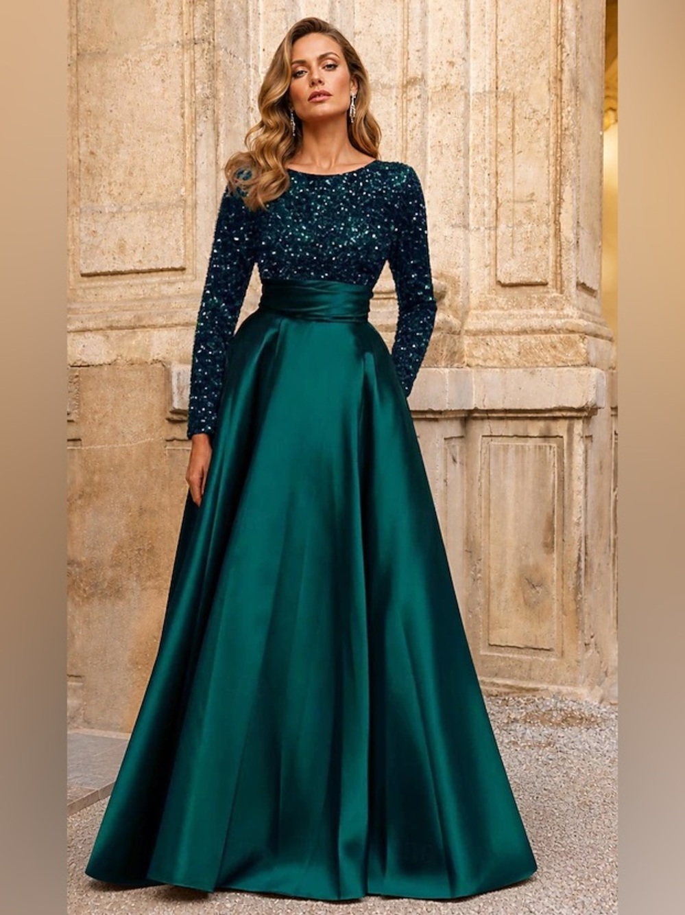 TS Couture Two-Tone Evening Gown with Sequin Bodice. XL (Measurements Based) NWT